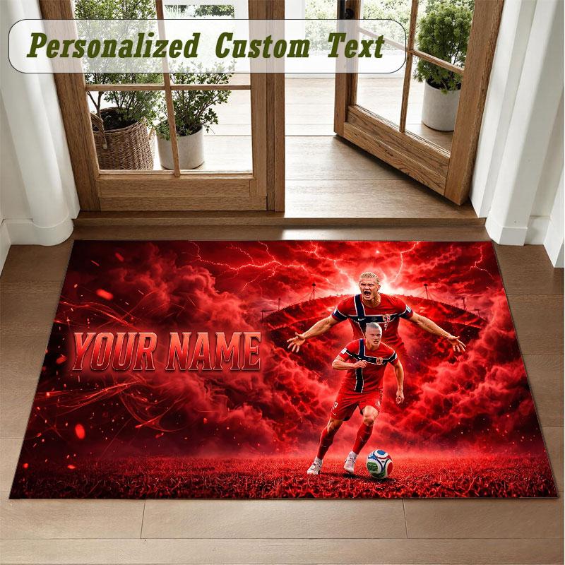Crystal Velvet Square Rug Custom NameErling Haaland Pattern Non Slip Home Floor Decor Rug