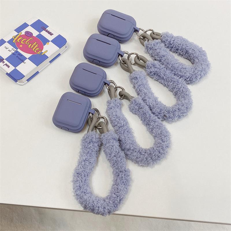 Simple Solid Color Plush Hand Rope for AirPods 1 Generation Protective Cover 1 Generation 1 Generation Pro1 Apple Bluetooth Headset Case