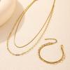 European & American Stainless Steel Double Layer Paperclip Necklace - Geometric Collarbone Chain for Women, Hip Hop Style.