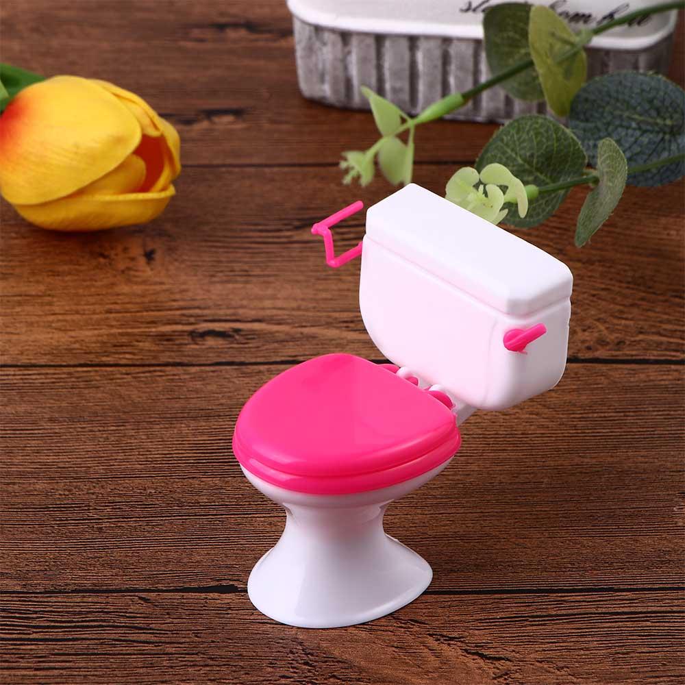 Toys House Miniature Furniture Toy Dollhouse Furniture Vintage Bathroom Modeling White Toilet