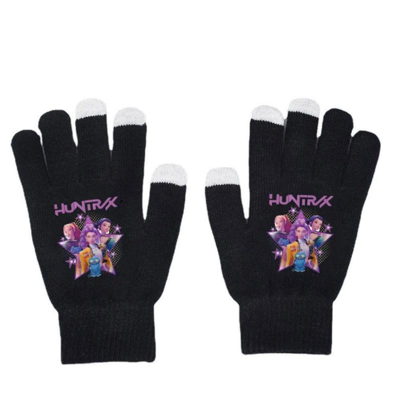 K Pop Demon Hunters Girls Gloves Woman Touch Screen Gloves Lady Winter Warm Cartoon Anime Accessories Cute Gift