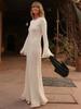 Elegant Flared Long Sleeve O-Neck Dress Women Casual Lace Fishtail Slim Party Dresses Female Fshion Chic Solid Summer Streetwear Dress