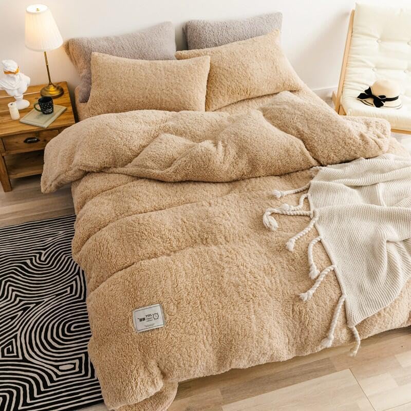 Sheepskin Boa Duvet Warm and for Duvet Heat Zippered Duvet Washable Single Cover, Heat-Retaining Midwinter. [Ultra-Thick Cover, Warmth, Storage,