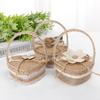 Heart-shape Linen Ring Box Jewelry Case Valentine's Day Vintage Country Wed Pastoral Ceremony Natural Ring Setting Storage Box