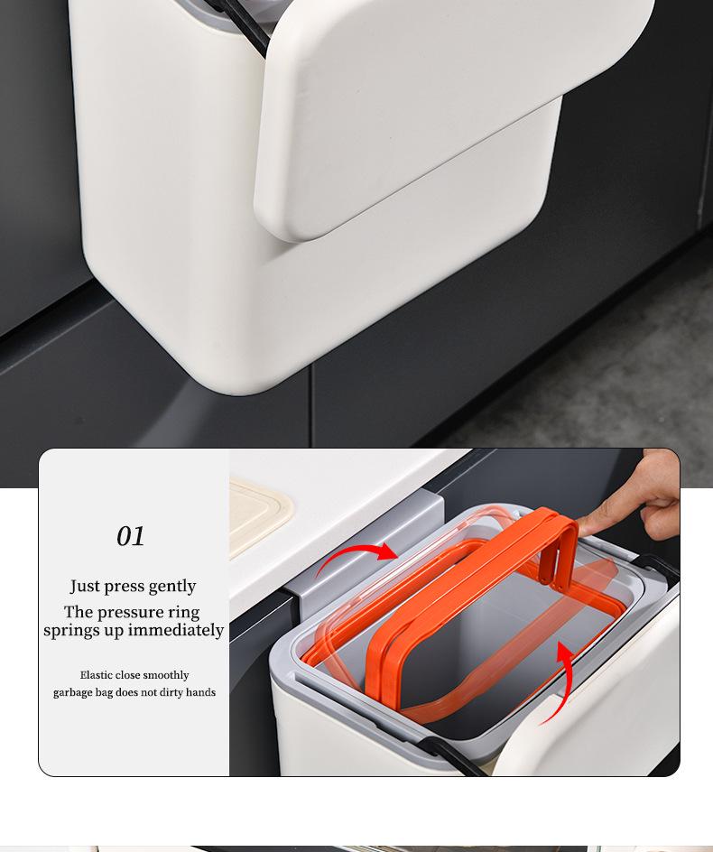 Hanging Kitchen & Bathroom Trash Can with Slide Cover - Wall-Mounted, Sealed Waste & Storage Bin