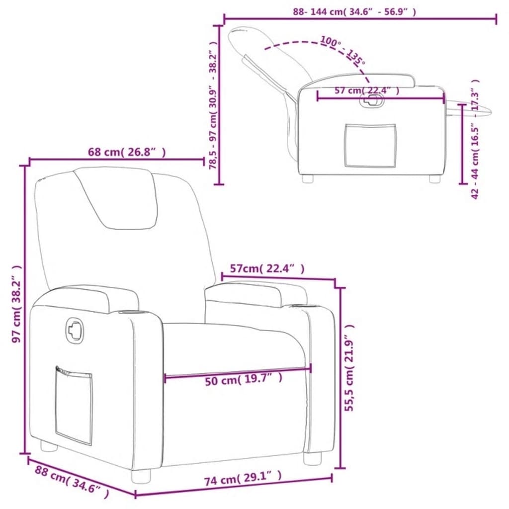 Relaxation Armchair Black Fabric