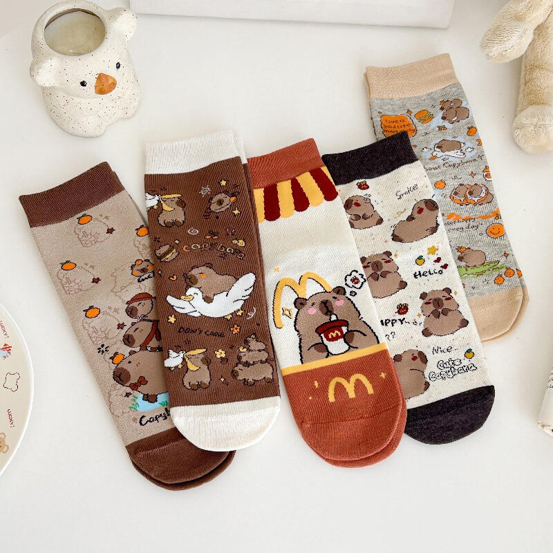 [5-Pair Set] Plover Capybara Character Sock Set 5 pair set
