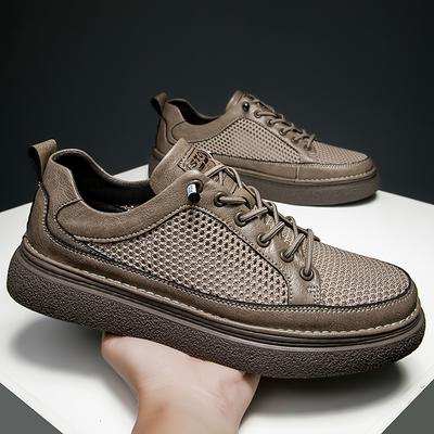 Sommer Neue Herrenschuhe Hohe Qualität Echtes Leder+Mesh Freizeitschuhe Bequeme Luxusmarke Formelle Schuhe Skateboard Sneakers