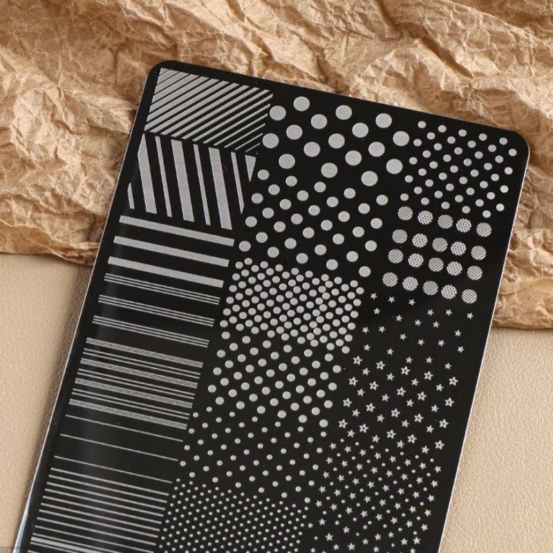 Easy Transfer Nail Art Stamping Plate Stainless Steel Dotting Strip Lines Print Template for Manicure Use