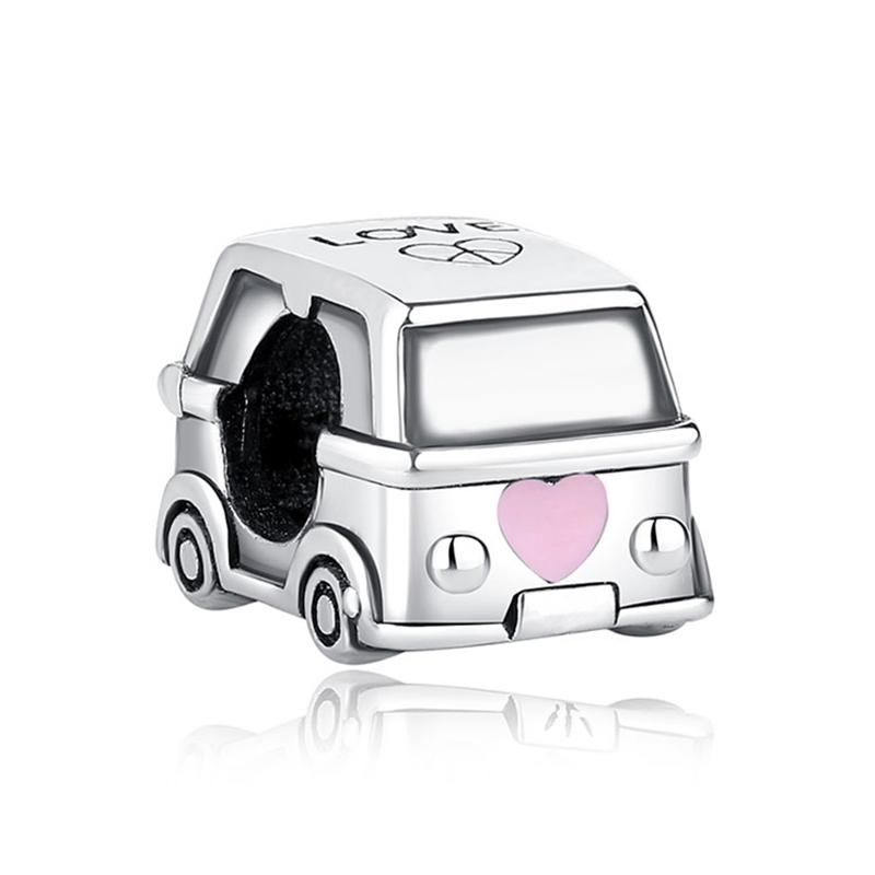 Original 925 Sterling koppar Berlocker Fotboll Fotboll Kärlek Kaffe Pärlor Passar Märkesarmband Halsband DIY Zirkon För Kvinnor