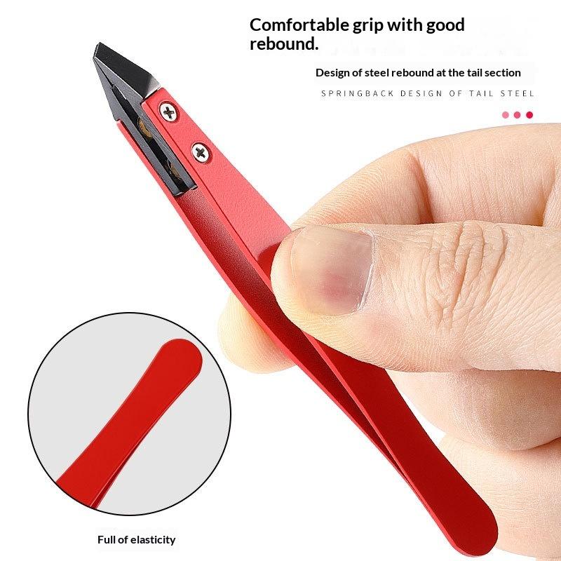 Zirkoniakeramik Spetsiga Pincetter Rostfritt Stål Pincetter Med Lutande Spetsar Kanter Ögonbryn Skägg Hår Ögonfranspincetter