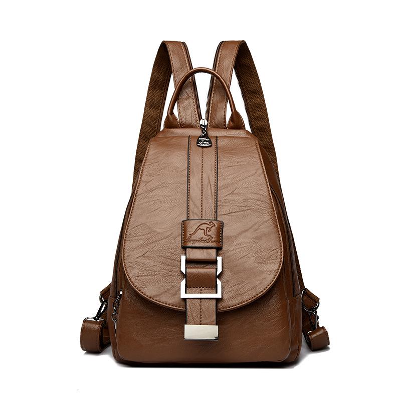 

2026 Women s Multi-use Korean Soft Leather Backpack: Trendy Dual-use Crossbody & Travel Chest Bag коричневий