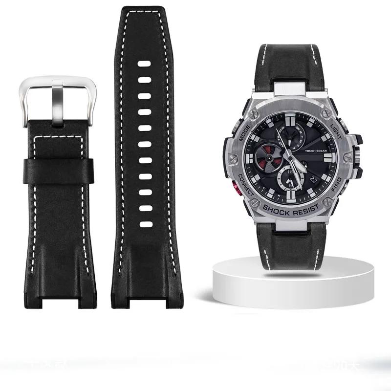 Watch Strap For Casio GST-S100G / S110 / S130L / W100G / W110 / 210B / 400G / 410 / Wristband 26*14mm Men's Leather watchBand