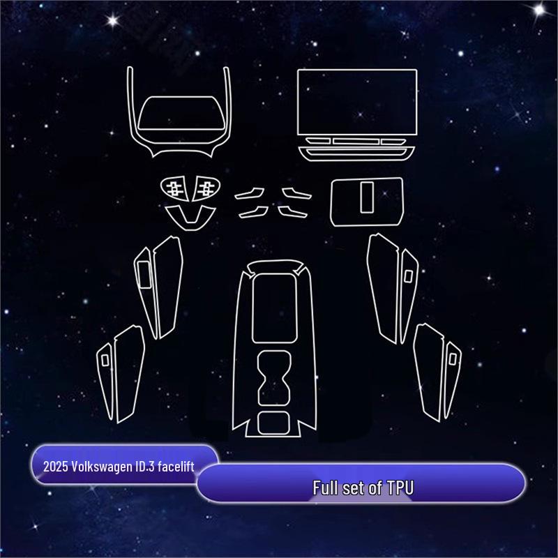2025-2026 VW ID.3 Facelift Interior Protection Film: Console, Navigation, Instrument, and Door Panels.