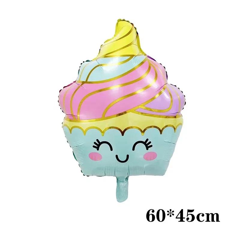 Cartoon Donut Theme Ice Cream Popcorn Candy Foil Balloon Baby Shower Happy Birthday Decoration Balloon Boy Girl Cute Kid Toys
