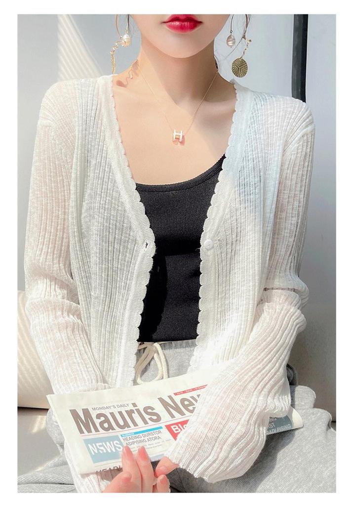 Cardigan d'été en soie glacée pour femme avec robe camisole - Châle couvrant - Veste en tricot fine et protectrice contre le soleil