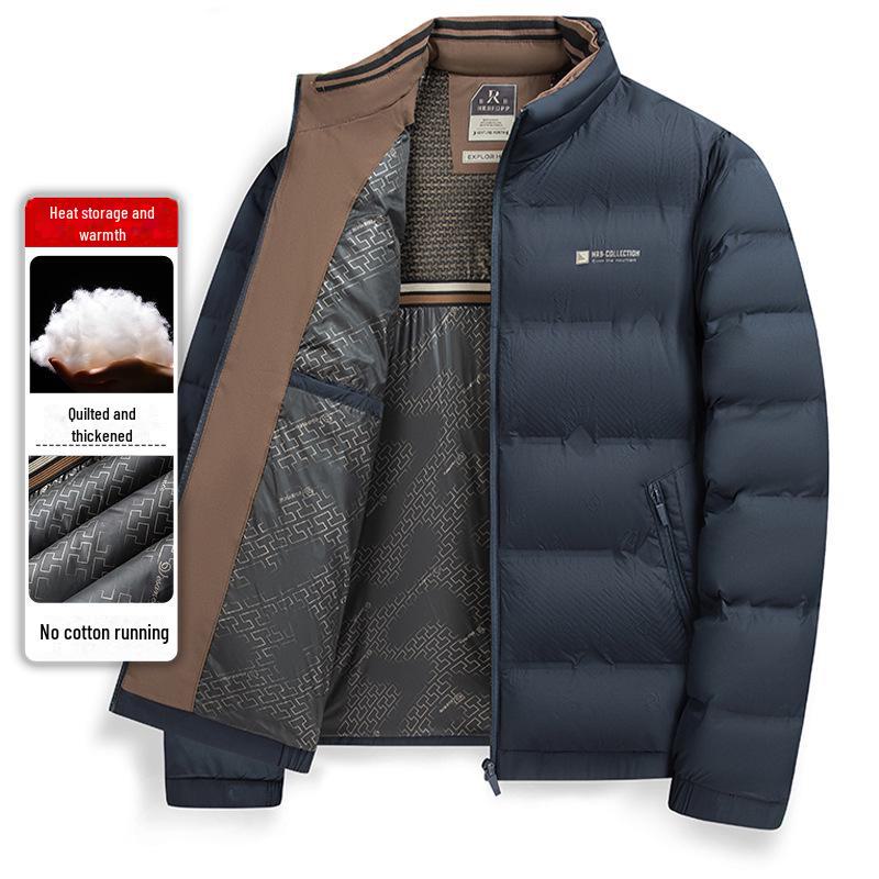 

2024 Мужская утолщенная хлопковая куртка с воротником-стойкой - зимнее повседневное пальто для людей среднего и пожилого возраста 5XL