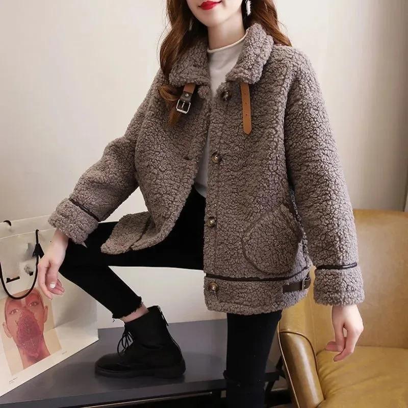 Women's Fashion Thickened Faux Lamb Velvet Jacket Autumn Winter Loose Versatile Warm Hoodie Trendy plus Size Clothing