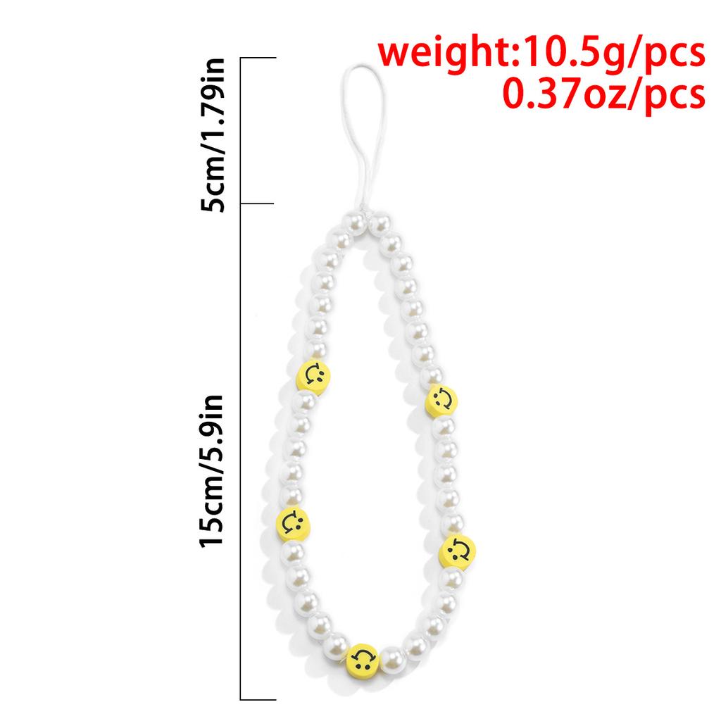 Simple Handmade Woven Beaded Phone Chain Personality Trendy Pearl Flower Phone Accessory Pendant