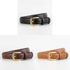 Leather Belt For Women With Alloy Buckle And Twolayer For Casual And Office Wear