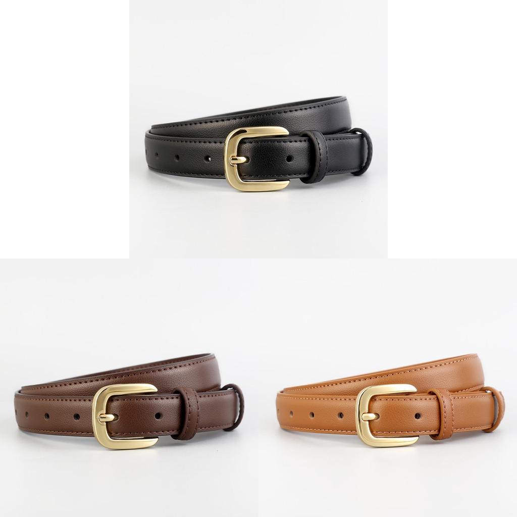 Leather Belt For Women With Alloy Buckle And Twolayer For Casual And Office Wear