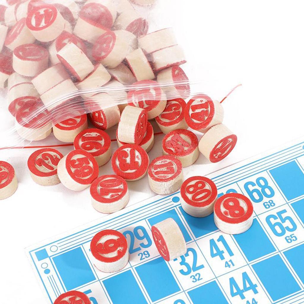 Vintage Wooden Bingo Game Set Large Print Cards Fun Family Group Activity for Parties Kids Classroom Game Group Play Nights
