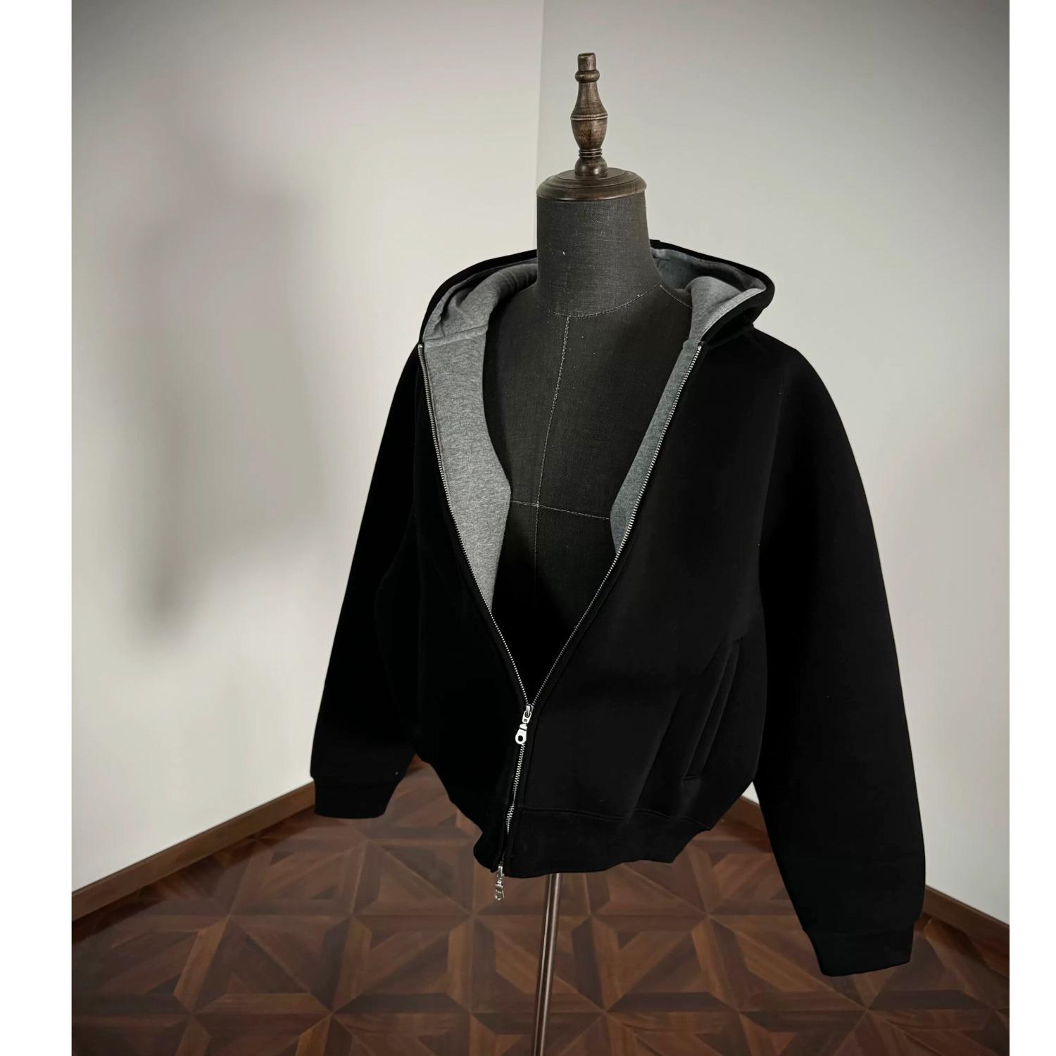 Men s American Style Heavyweight Boxy Fit Hooded Cardigan Sweatshirt for Spring & Autumn 2XL