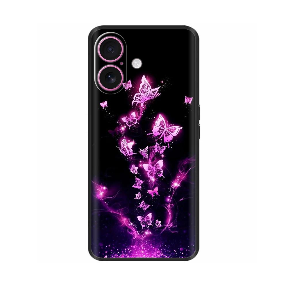 Case For Apple iPhone 16 16 Pro Max Plus Heart Butterfly Full Protection Soft Liquid Silicone Cover for iPhone 16 Plus Pro Max