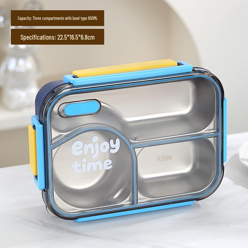 304 Stainless Steel Insulated Lunch Box, Food Grade, Two Compartments with Soup Bowl for Students or Office Workers