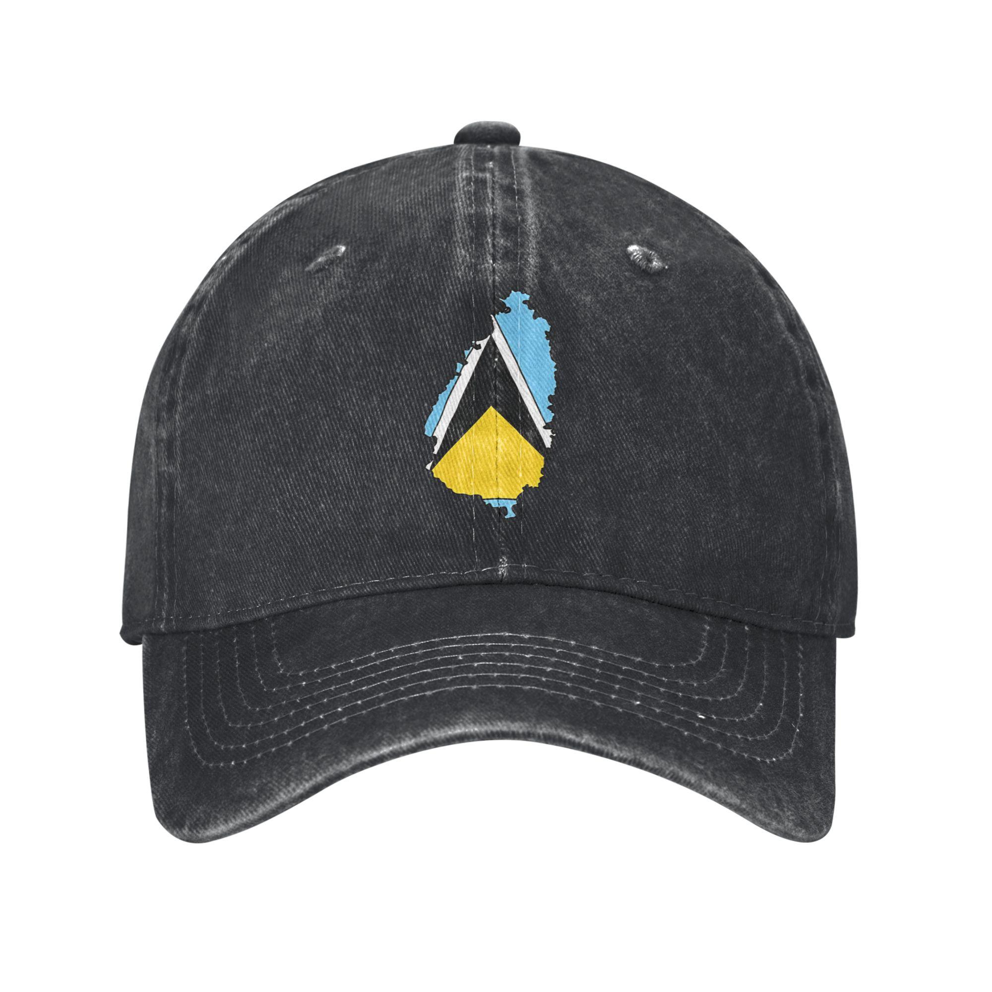 

Summer Saint Lucia Flag Baseball Cap Sun Sun-Proof Design Washed Trucker Hat Unisex Men Casual Outdoor Sports Baseball Caps One Size чёрный