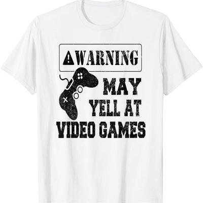 Funny Video Gamer Warning May Yell At Games T Shirt