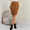 Faux Suede Skirts for Women Fall Winter Mini High Waisted Casual Pencil Bodycon Work Elegant Outfit Office Skirt Women's Vintage Knee Length Skirts