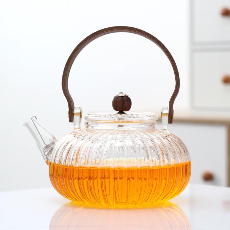 MULTIPOTENT Pumpkin Handle Glass Teapot