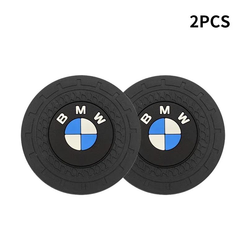 2pcs Car Coasters Water Cup Holder Pads Cup Slot Non-Slip Mat For Bmw E46 E39 E90 E60 E30 F10 F11 F20 F30 G20 G30 X1 X3 X5 Z4