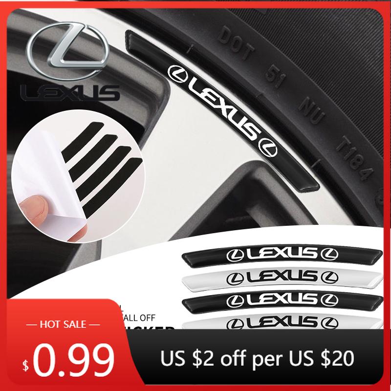 BJYL6 Interior Stickers 4pcs Metal Car Wheel Hub Decoration Stickers For Lexus F-SPORT ES RX NX LS UX LM LX GX LC RZ IS CT GS RC HS SC