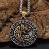 Wolf Vikings Pendant 316L Stainless Steel Nordic Compass Necklace with 60cm Chain