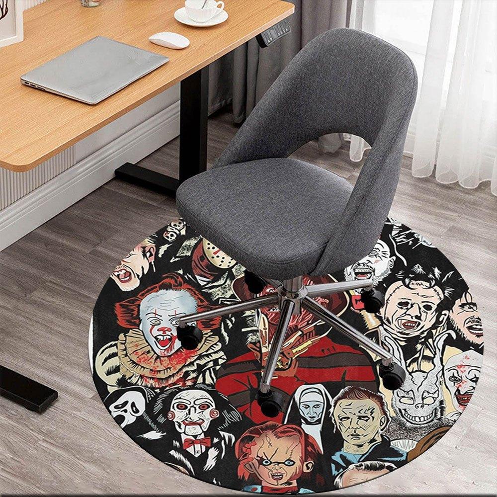 

Halloween Horror Characters Fabric Panel - 100% CottonRound Non-Slip chair mat chair carpet for office Rugs for Office Decor Gift For Valentine s Day 80cm by 80cm