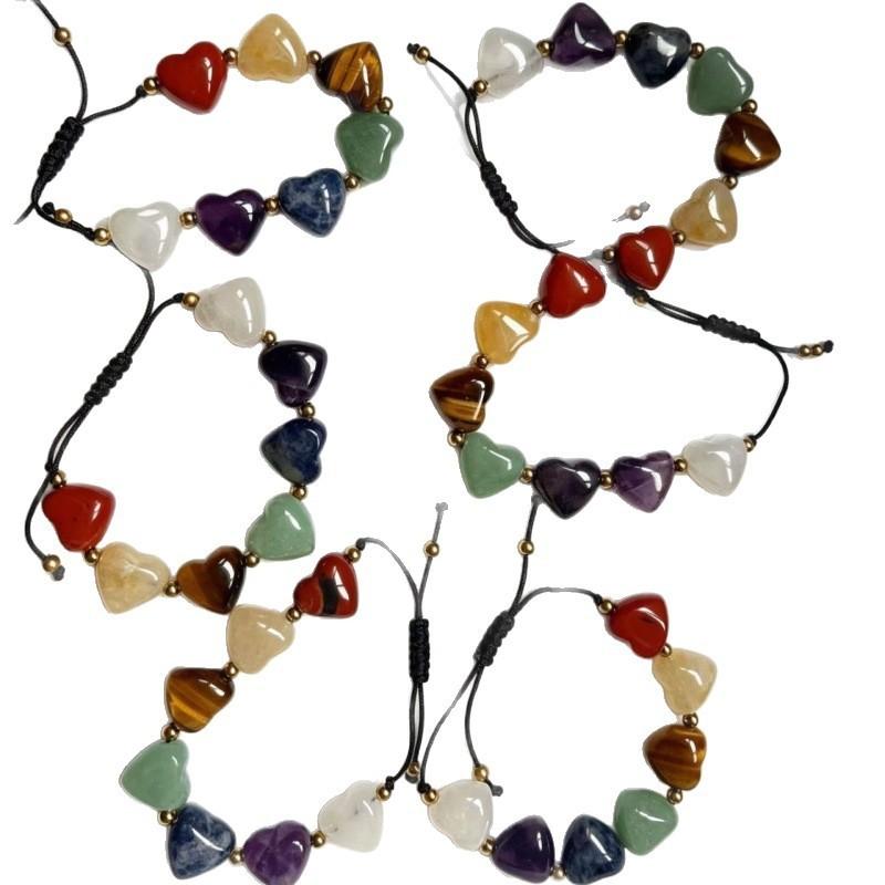 Blue Lapis Lazuli Chakra Beaded Bracelet With Heart Shape For Yoga And Meditation Enthusiasts