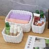 3pcs Handmade Straw Woven Soft Storage Round Paper Rope Storage Basket for Organizing Decorative Storage Bins Office Storage Box