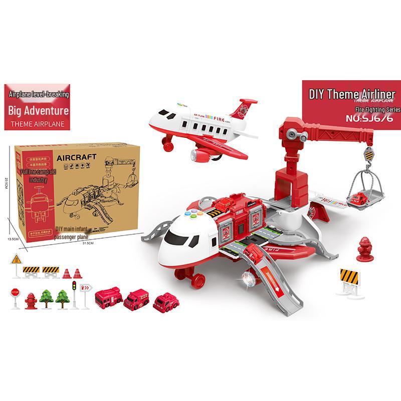 Children's Inertial Toy Car Set with Airplane and Music