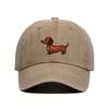 Dachshund Dog Print Washed Baseball Cap Unisex Cotton Adjustable Curved Brim Outdoor Hat