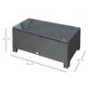PE Rattan Coffee Table, Rectangular Outdoor Coffee Table with Tempered Glass Top, 70 KG Capacity for Garden, Balcony, Terrace, Patio, Black