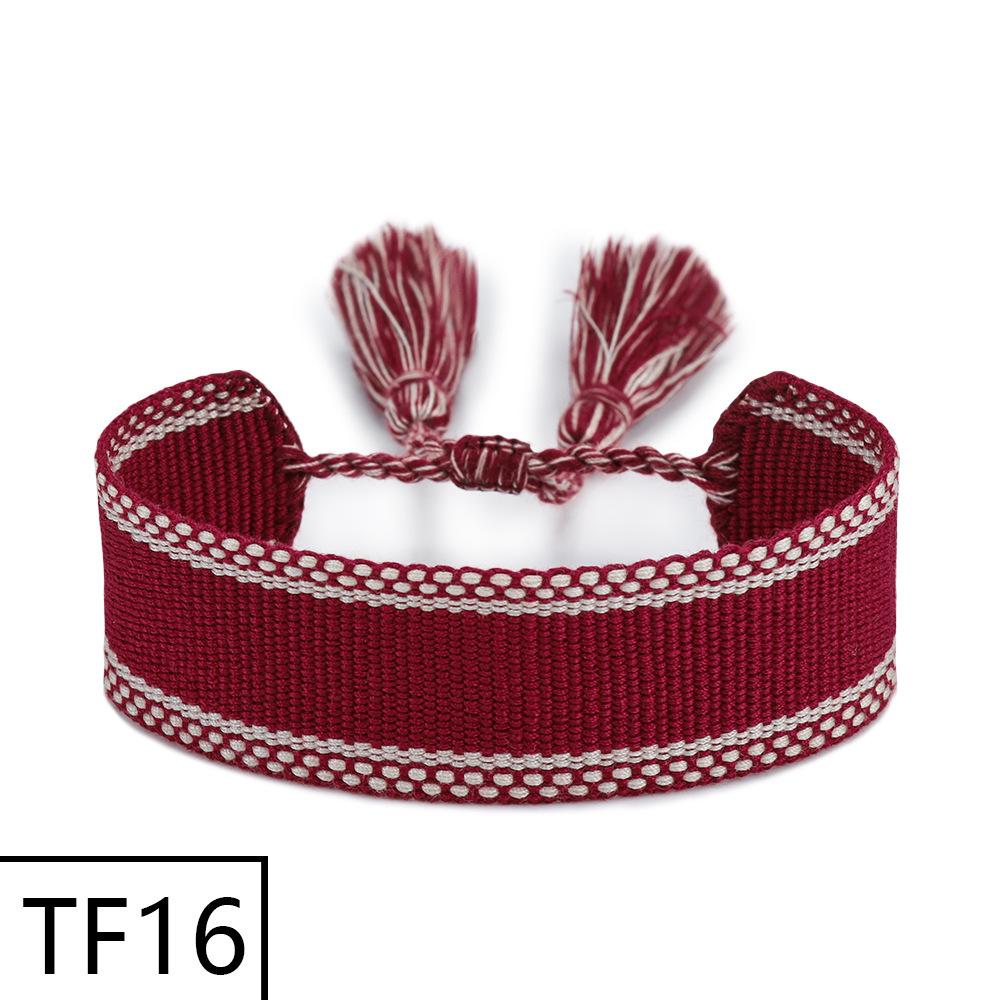 Adjustable European & American Fashion Embroidered Polyester-Cotton Tassel Bracelet with Customizable Logo