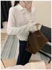 Grey Wool Knit Sweater with Lapel - Skin-friendly, Temperament-enhancing, Age-defying Women's Base Layer for Autumn and Winter