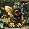 HOLIDAYARTS Round Metal Sign Bee Honey Flower Farmhouse Wall Decor, 2D Aluminum Art for Kitchen Office Cafe, Rustic