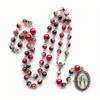 Vintage Virgin Pendant Rosary Necklace Long Catholic Cross Religious Pray Jewelry Our Lady Virgin Mary Y-Necklace Jesus Christ Medal Jewelry Gift