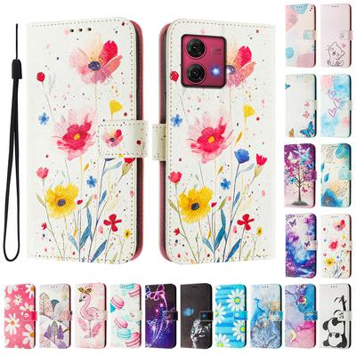 Flower Luxury Painted Leather Case Wallet Book Style Cover for Motorola Moto G60,G40 Fusion,G10,G20,G30,G Play,G Power,Edge 50 NEO...