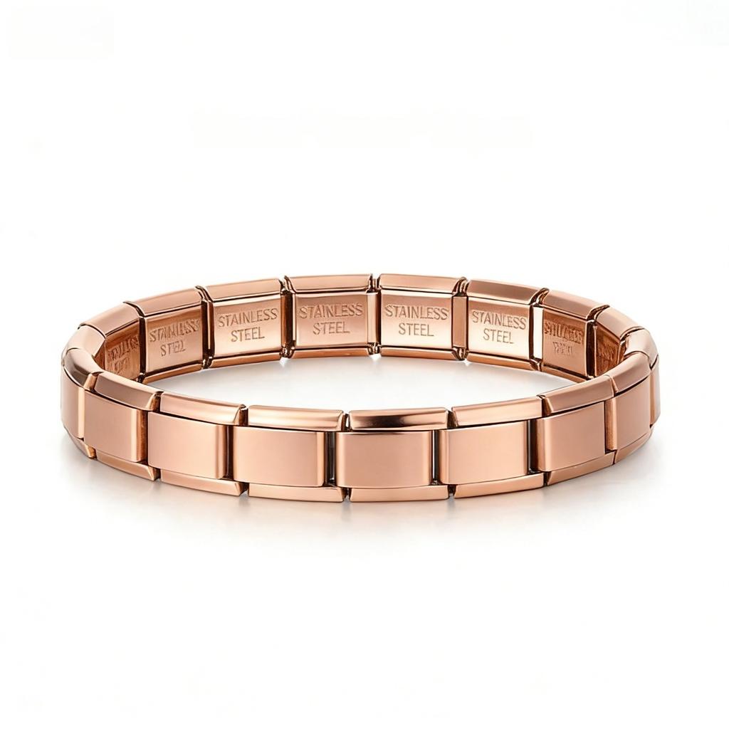 Italian Charm Link Stainless Steel Golden Bracelet for Woman Men DIY Making 9mm Bead Silver Color Retro Bangle Jewelry