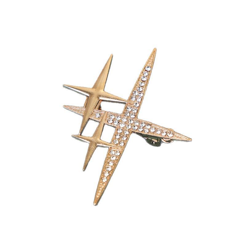 Elegant Starburst Metal Brooch: High-Grade Anti-Exposure Cross Design