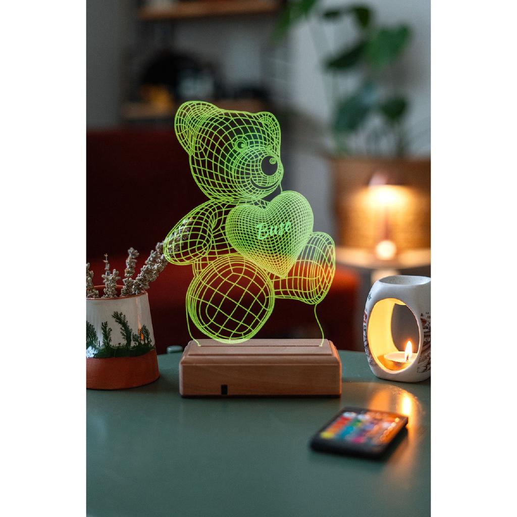 Gift For Valentine 3d Love Teddy Bear 16 Colors Decorative 16 Colored Led Lamp